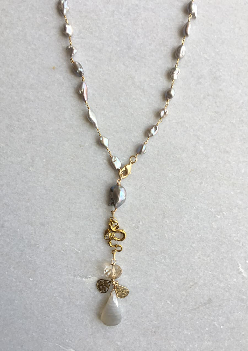 Pearl Linked Lariat Necklace – Bittersweet Designs NM