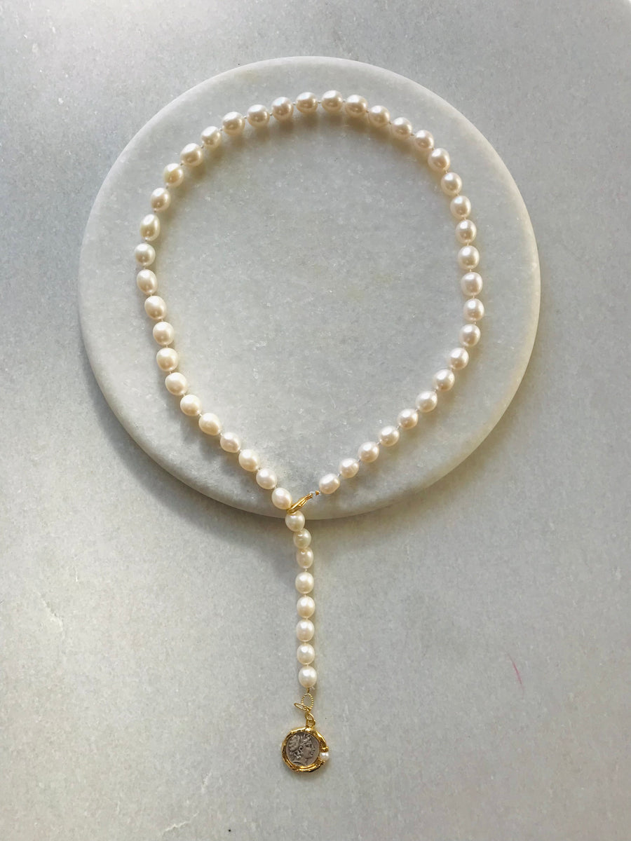 ★人気★【VINTAGE HOLLYWOOD】★Classic Pearl+Daisy Necklac.e Early 20th Century Freshwater Pearl Daisy Necklace