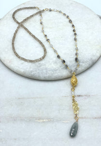 Zircon Herkimer Triple Layer Necklace